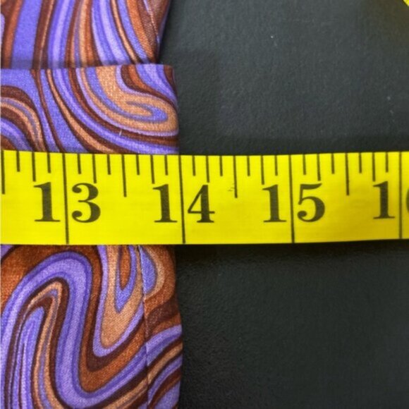 Zara Women Small Pants Purple Brown Swirl High Rise Retro Hippie Flared 60-70’s - Picture 8 of 12